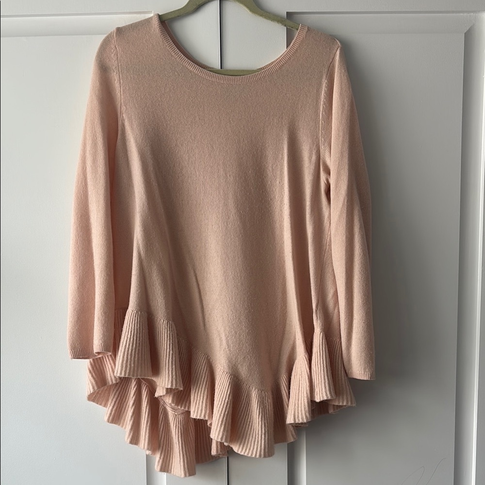Joie Pink Ruffle Hem Sweater